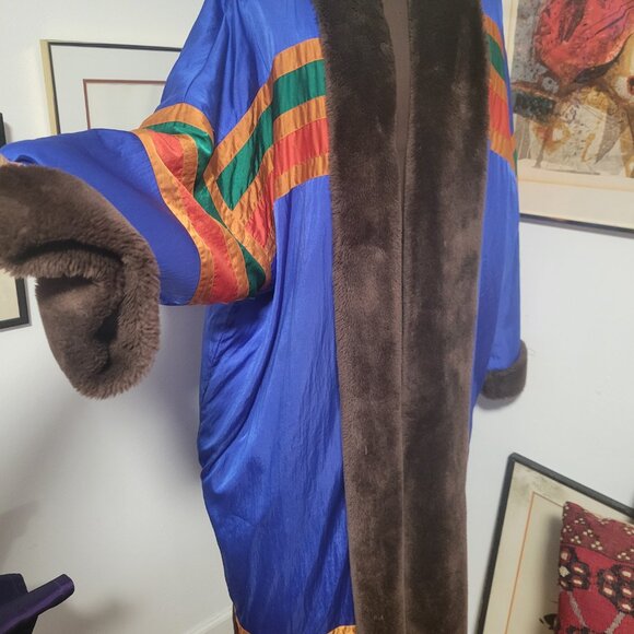 Vintage Plus 80's Oversized Reversible Faux Fur and Acetate Raincoat/Winter Coat - Picture 3 of 10